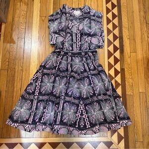 Royal Hawaiian Tiki Dress Bolero Jacket set Full Skirt VLV Oasis L/XL Shirring